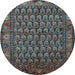 Round Persian Light Blue Traditional Rug, tr587lblu