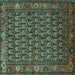 Square Machine Washable Persian Turquoise Traditional Area Rugs, wshtr587turq