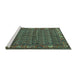 Sideview of Machine Washable Persian Turquoise Traditional Area Rugs, wshtr587turq