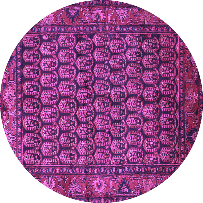 Round Persian Purple Traditional Rug, tr587pur