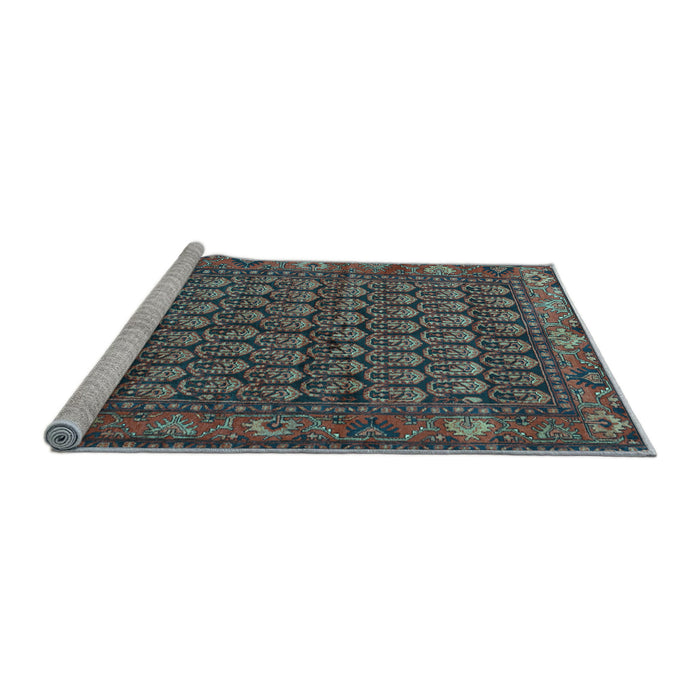 Sideview of Machine Washable Persian Light Blue Traditional Rug, wshtr587lblu