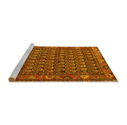 Sideview of Machine Washable Persian Yellow Traditional Rug, wshtr587yw