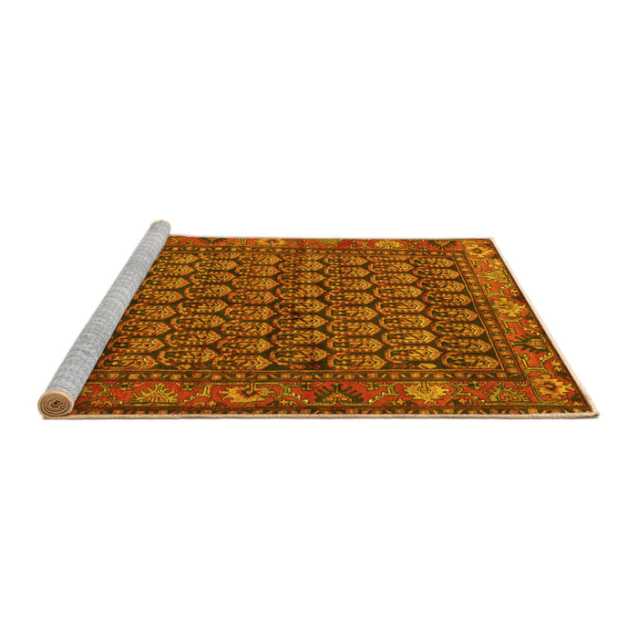 Sideview of Machine Washable Persian Yellow Traditional Rug, wshtr587yw