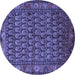 Round Machine Washable Persian Blue Traditional Rug, wshtr587blu