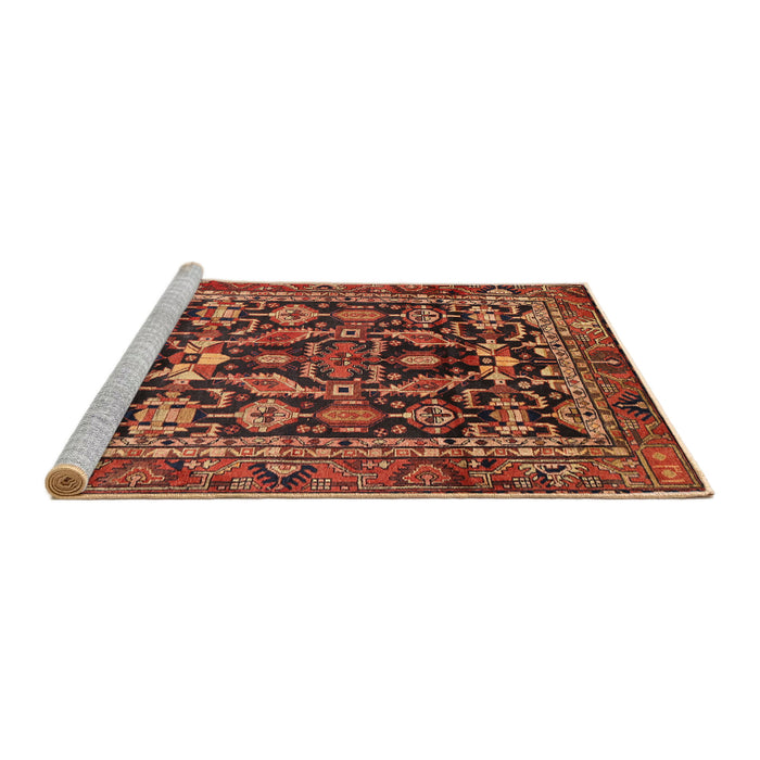 Sideview of Machine Washable Traditional Saffron Red Rug, wshtr588