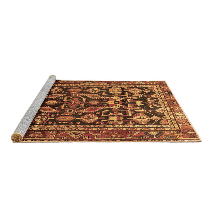 Sideview of Machine Washable Persian Brown Traditional Rug, wshtr588brn