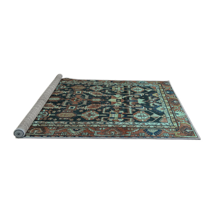 Sideview of Machine Washable Persian Light Blue Traditional Rug, wshtr588lblu