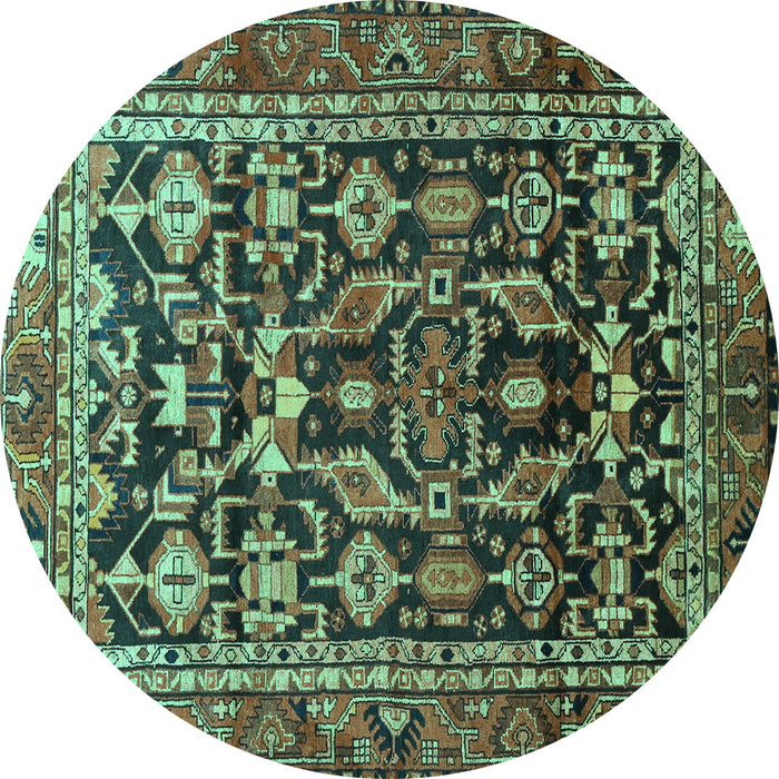 Round Persian Turquoise Traditional Rug, tr588turq