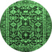 Round Persian Emerald Green Traditional Rug, tr588emgrn