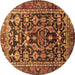 Round Machine Washable Persian Brown Traditional Rug, wshtr588brn