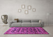 Machine Washable Persian Purple Traditional Area Rugs in a Living Room, wshtr588pur