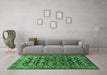 Machine Washable Persian Emerald Green Traditional Area Rugs in a Living Room,, wshtr588emgrn