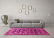 Machine Washable Persian Pink Traditional Rug in a Living Room, wshtr588pnk