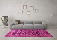 Machine Washable Persian Pink Traditional Rug, wshtr588pnk