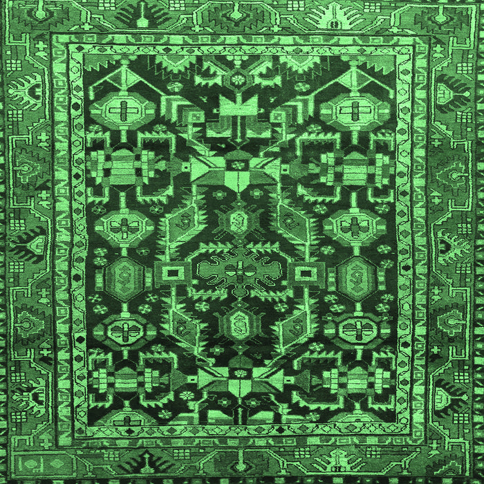 Square Persian Emerald Green Traditional Rug, tr588emgrn