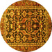 Round Machine Washable Persian Yellow Traditional Rug, wshtr588yw