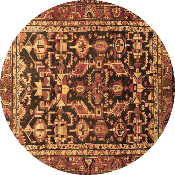 Round Persian Brown Traditional Rug, tr588brn
