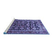 Sideview of Machine Washable Persian Blue Traditional Rug, wshtr588blu