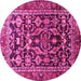 Round Machine Washable Persian Pink Traditional Rug, wshtr588pnk