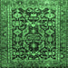 Square Machine Washable Persian Emerald Green Traditional Area Rugs, wshtr588emgrn