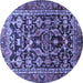 Round Machine Washable Persian Blue Traditional Rug, wshtr588blu