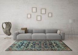 Machine Washable Persian Light Blue Traditional Rug in a Living Room, wshtr588lblu