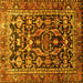 Square Machine Washable Persian Yellow Traditional Rug, wshtr588yw