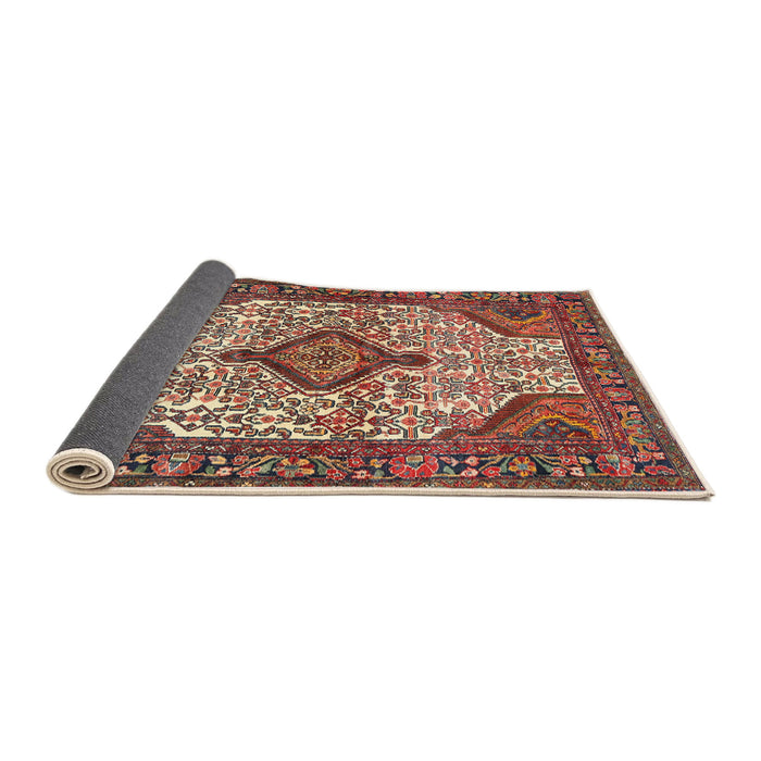 Sideview of Traditional Saffron Red Medallion Rug, tr589