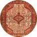 Square Medallion Orange Traditional Rug, tr589org