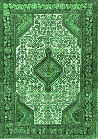 Medallion Emerald Green Traditional Rug, tr589emgrn