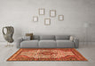 Machine Washable Medallion Orange Traditional Area Rugs in a Living Room, wshtr589org