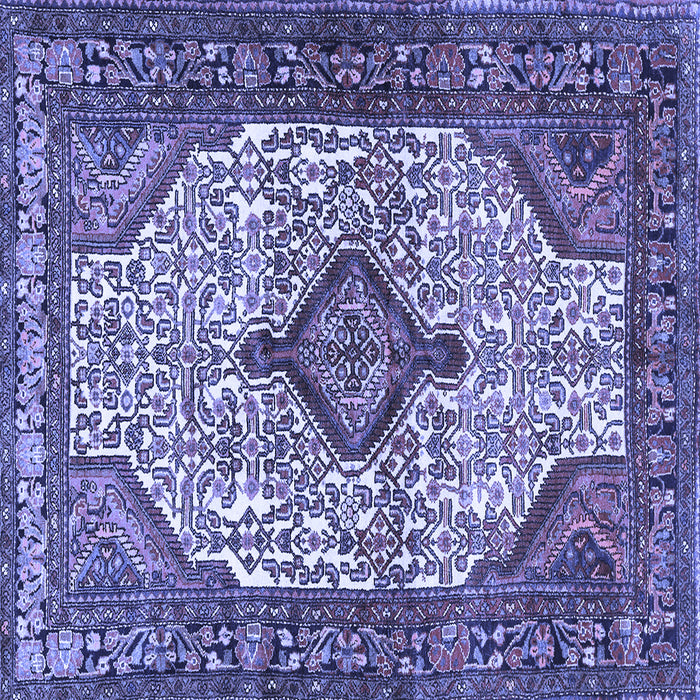 Square Machine Washable Medallion Blue Traditional Rug, wshtr589blu