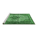 Sideview of Machine Washable Medallion Emerald Green Traditional Area Rugs, wshtr589emgrn