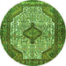 Square Medallion Green Traditional Rug, tr589grn