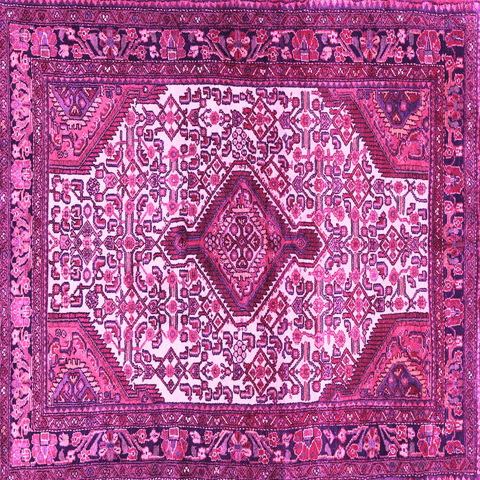 Square Machine Washable Medallion Pink Traditional Rug, wshtr589pnk