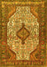 Machine Washable Medallion Yellow Traditional Rug, wshtr589yw