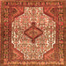 Serging Thickness of Medallion Orange Traditional Rug, tr589org