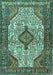 Machine Washable Medallion Turquoise Traditional Area Rugs, wshtr589turq