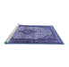 Sideview of Machine Washable Medallion Blue Traditional Rug, wshtr589blu