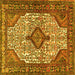 Square Machine Washable Medallion Yellow Traditional Rug, wshtr589yw