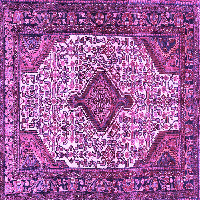 Square Machine Washable Medallion Purple Traditional Area Rugs, wshtr589pur