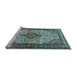 Sideview of Machine Washable Medallion Light Blue Traditional Rug, wshtr589lblu