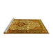 Sideview of Machine Washable Medallion Yellow Traditional Rug, wshtr589yw