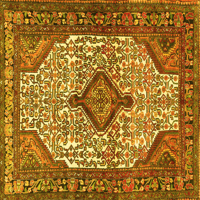 Square Medallion Yellow Traditional Rug, tr589yw