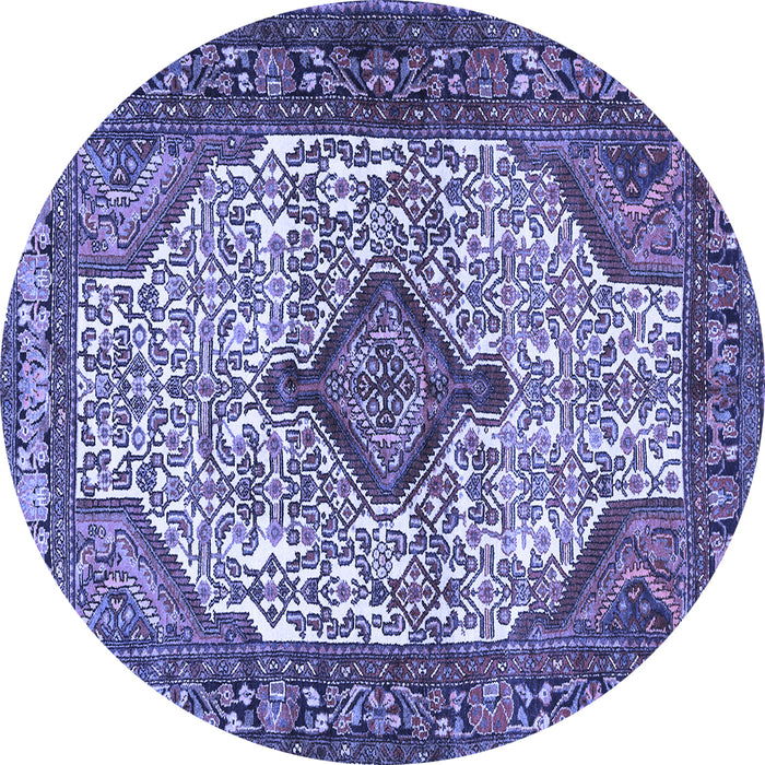 Round Medallion Blue Traditional Rug, tr589blu
