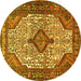 Round Medallion Yellow Traditional Rug, tr589yw