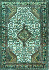 Medallion Turquoise Traditional Rug, tr589turq