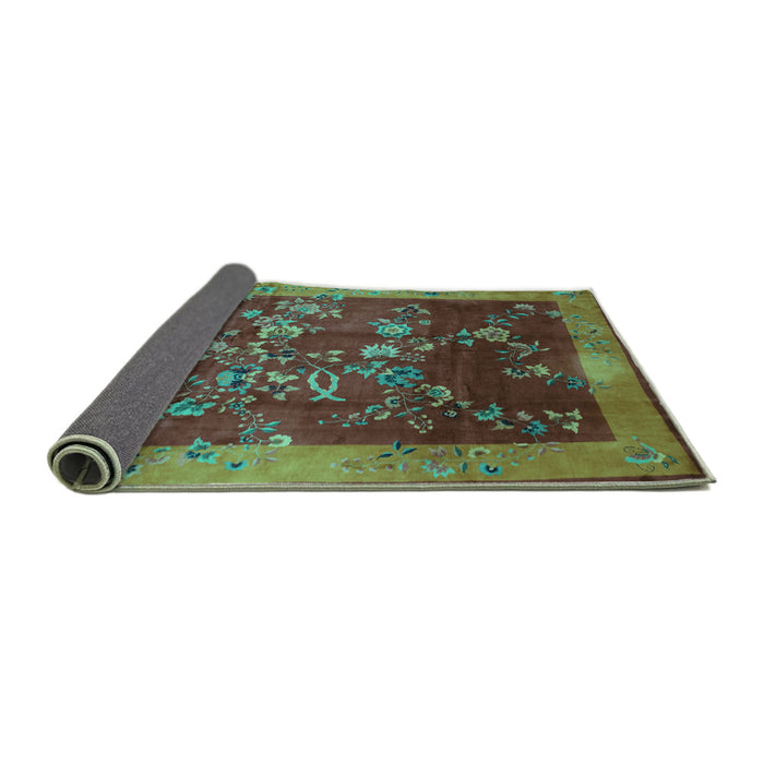 Sideview of Oriental Turquoise Asian Inspired Rug, tr58turq