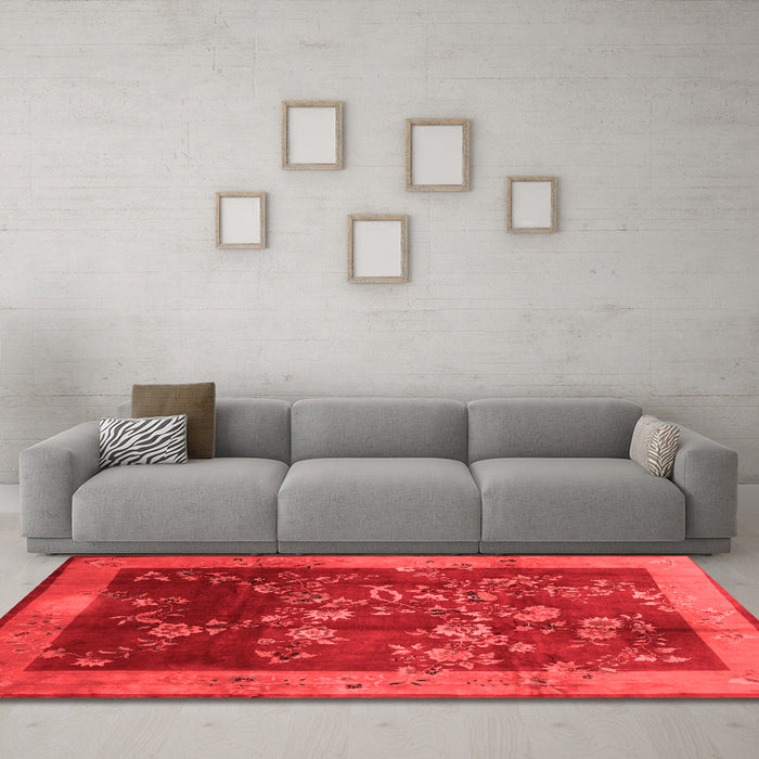 Asian Inspired Red Washable Rugs
