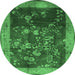 Round Oriental Emerald Green Asian Inspired Rug, tr58emgrn